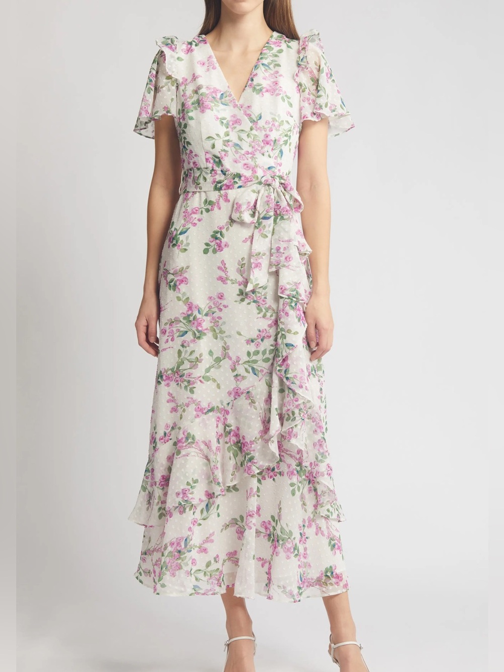 NWT Eliza J Floral Wrap Front Dress - Size 14